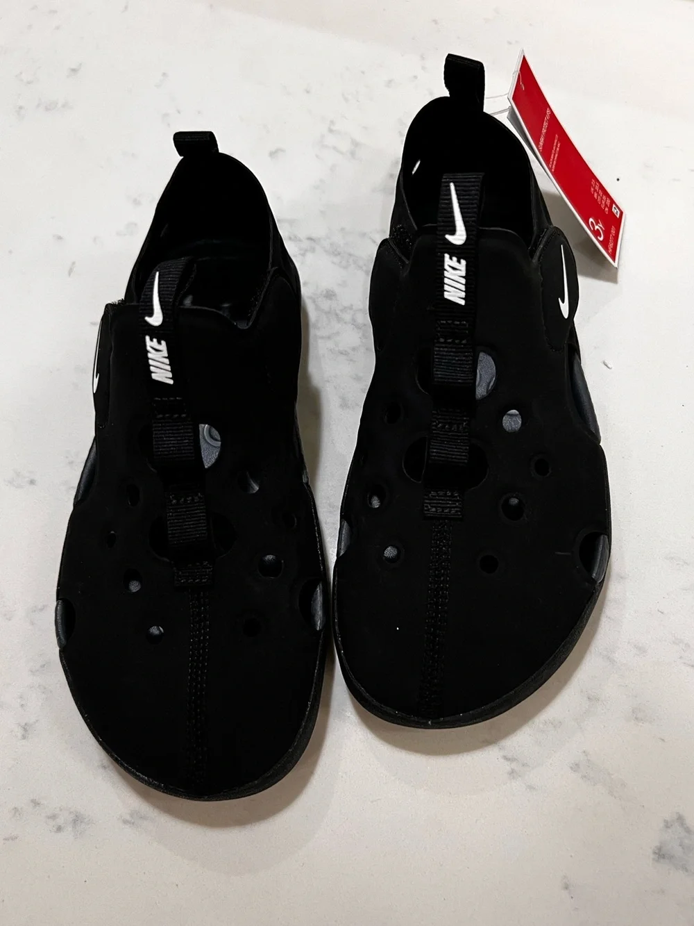 Nike Kids Black Water Shoes with Slip-On Pull Tabs